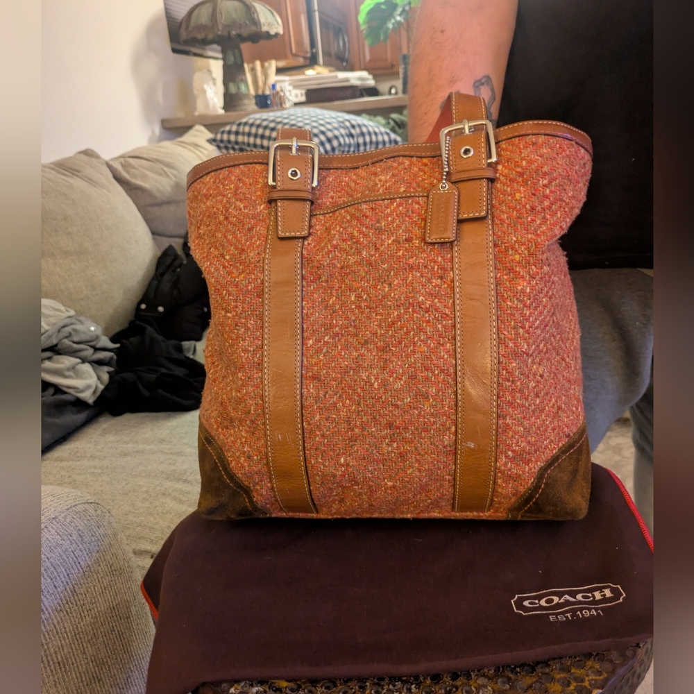 Vintage Coach Pinko and Brown Tote Bag